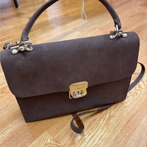 Theory Dark Brown Bag with Gold Accents